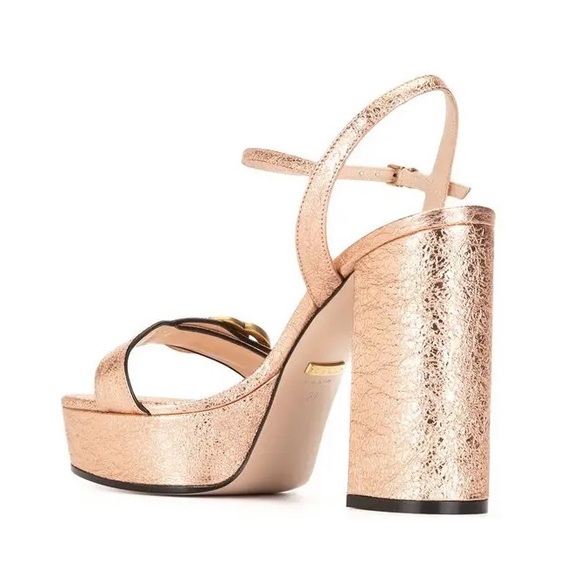 Gucci Marmont Metallic Platform Block Heels - Rose Gold NWOB - Picture 3 of 12